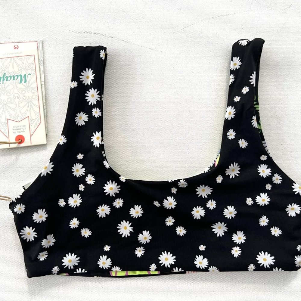 MAAJI Girls Reversible Bikini Top Black Multi Floral